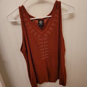 Bobeau Parla Embroidered Knit Tank Burnt Orange Size L